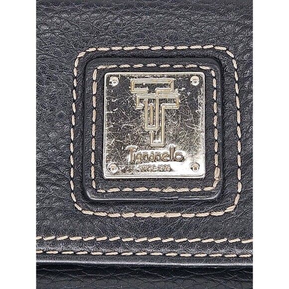 Tignanello Black Wallet Large Pebbled Leather Paisley Lined - Picture 5 of 8